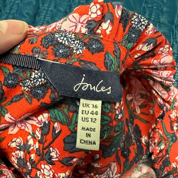 Joules Women’s Red Flower Blouse SZ-12 - Picture 7 of 7